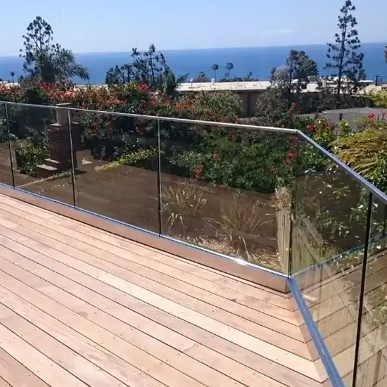 Frameless U Channel Glass Railing with Aluminum Profile