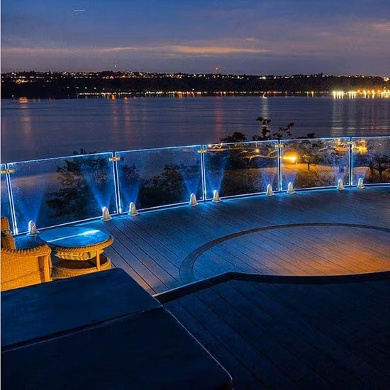 Shenzhen Glass Railing with LED Spigot Glass Railing 2205 Frame Railing