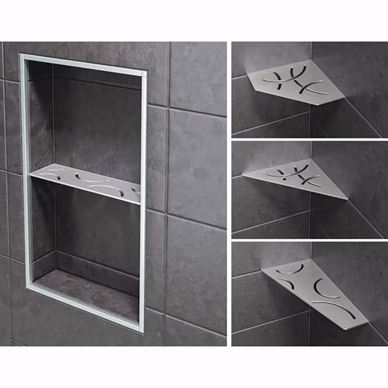 Hot Selling Bathroom Shower Rack Without Drilling Stainless Steel Corner Shelf