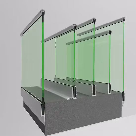 Frameless U Channel Glass Railing with Aluminum Profile