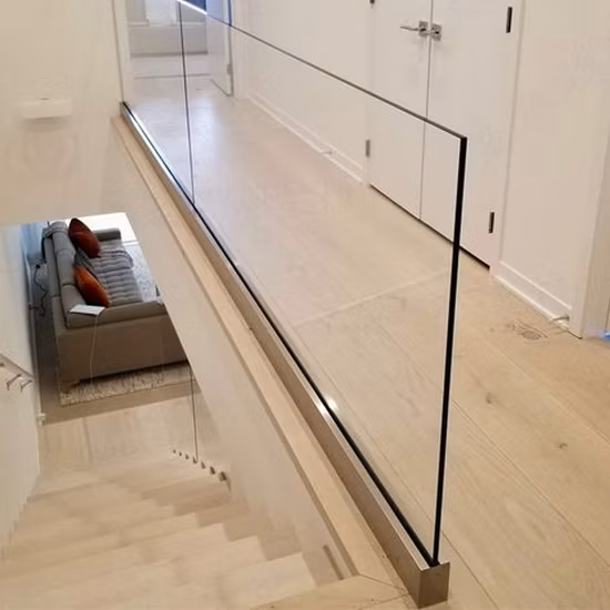 Frameless U Channel Glass Railing with Aluminum Profile