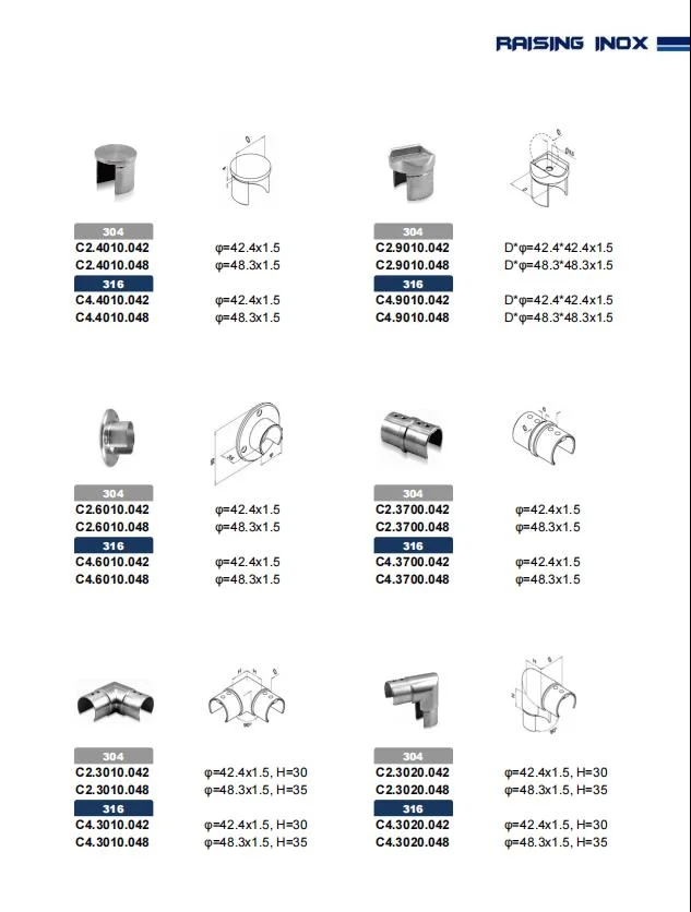 Stainless Steel Slotted Tube Fittings for Glass Railing/Glass Balustrade/Balcony Railing Fittings